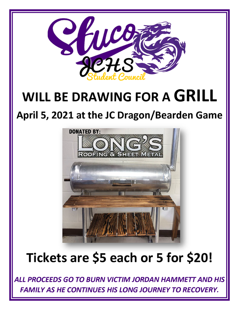 REMINDER TO PURCHASE YOUR TICKETS! Drawing is Monday, April 5! Proceeds to Jordan Hammett!
