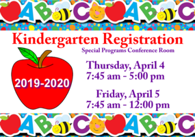 Kindergarten Registration April 4-5, 2019